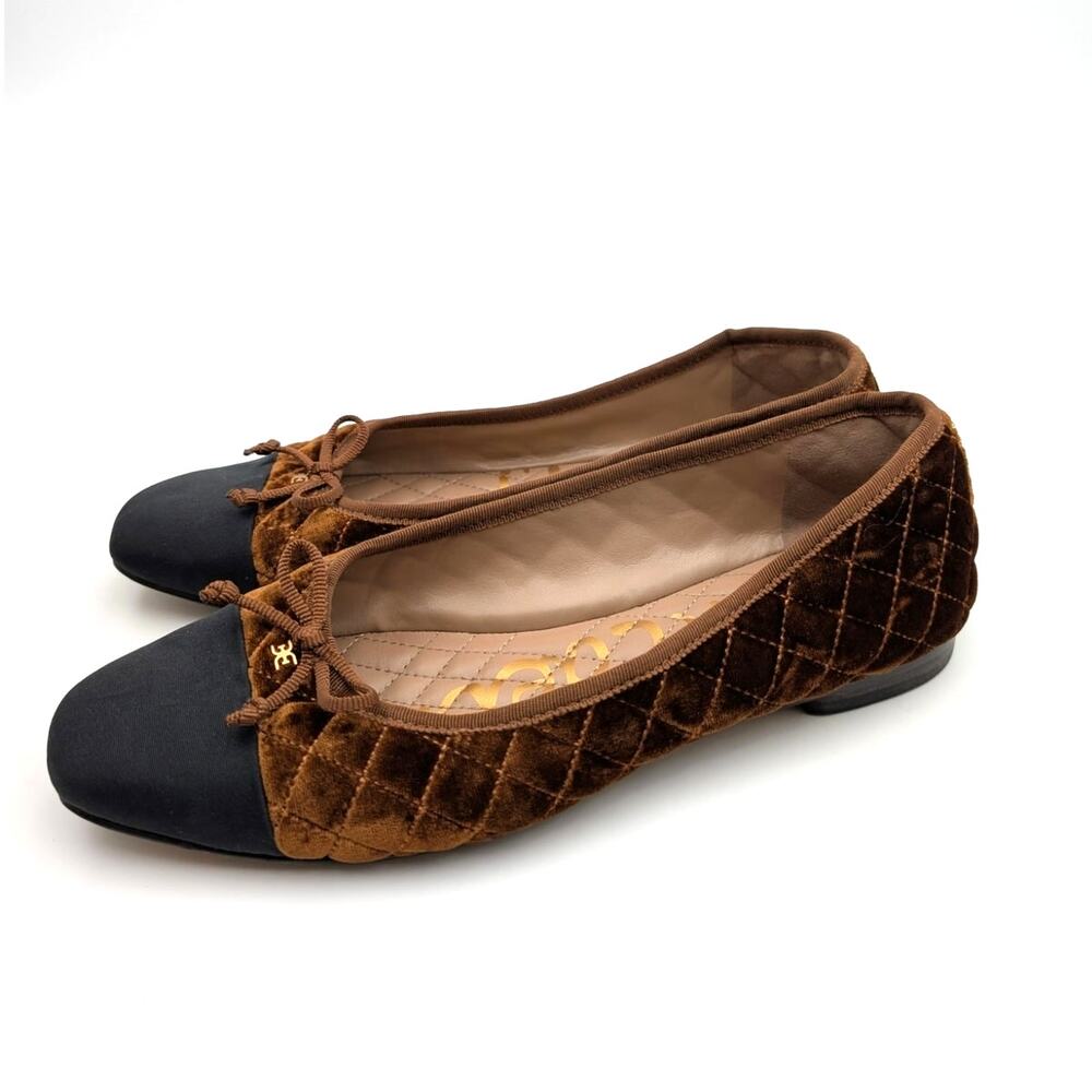 Sam Edelman Marilyn Cap Toe Ballet Flat Women's Spiced Camel/Black Size US8 EU39